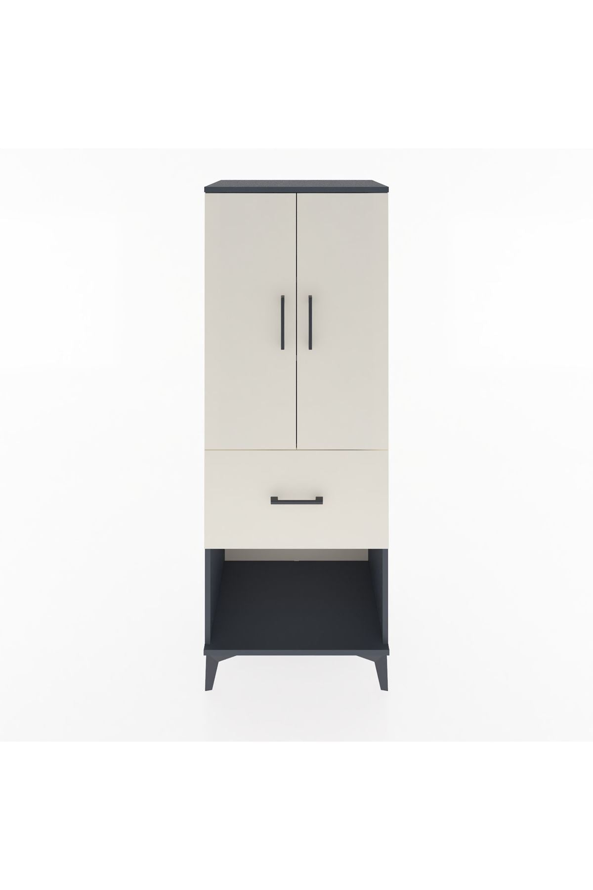 Hyperion Dolap 3 Raflı Tek Çekmeceli 2 Kapaklı 60x44x163 Antrasit-Aytaşı