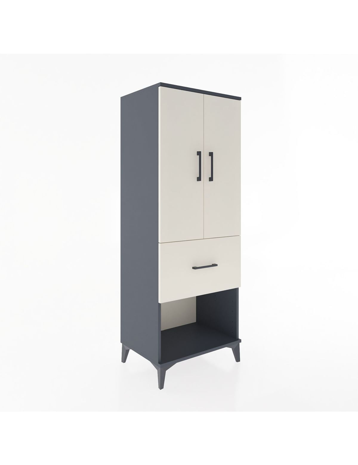 Hyperion Dolap 3 Raflı Tek Çekmeceli 2 Kapaklı 60x44x163 Antrasit-Aytaşı