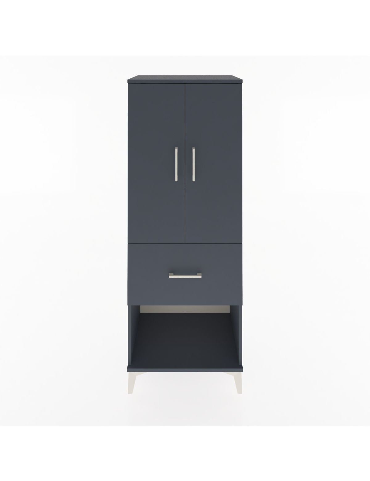 Hyperion Dolap 3 Raflı Tek Çekmeceli 2 Kapaklı 60x44x163 Antrasit-Antrasit