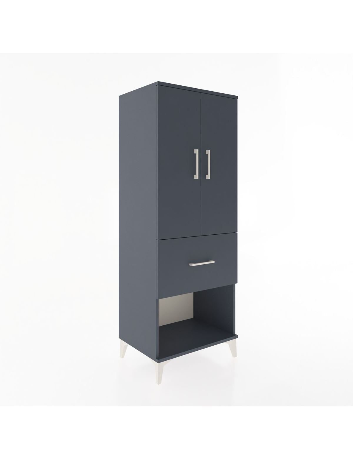 Hyperion Dolap 3 Raflı Tek Çekmeceli 2 Kapaklı 60x44x163 Antrasit-Antrasit