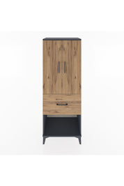 Hyperion Dolap 3 Raflı Tek Çekmeceli 2 Kapaklı 60x44x163 Antrasit-Çam