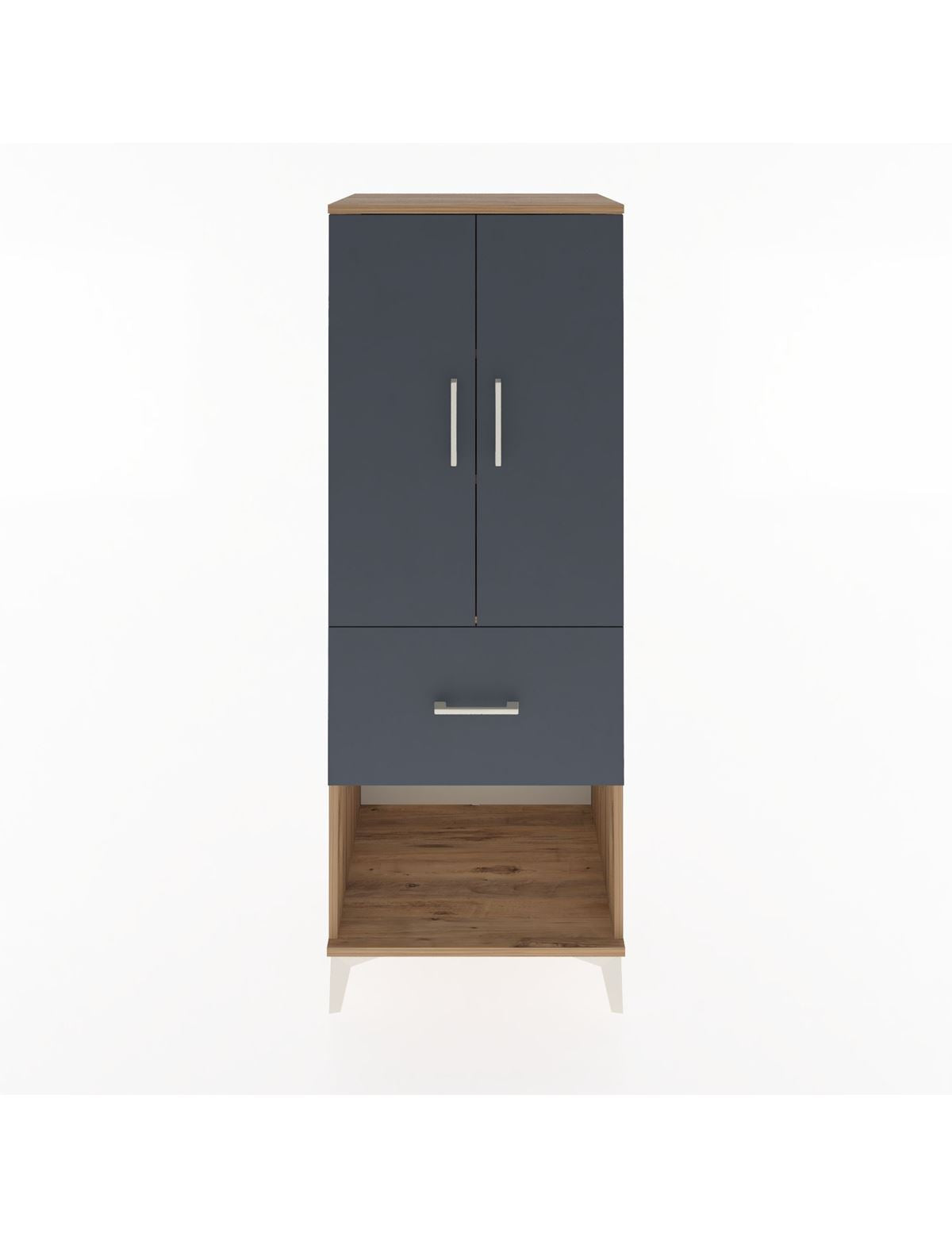 Hyperion Dolap 3 Raflı Tek Çekmeceli 2 Kapaklı 60x44x163 Çam-Antrasit