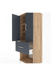 Hyperion Dolap 3 Raflı Tek Çekmeceli 2 Kapaklı 60x44x163 Çam-Antrasit