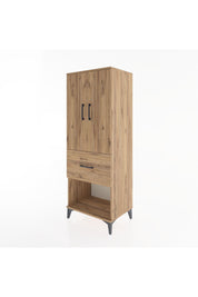 Hyperion Dolap 3 Raflı Tek Çekmeceli 2 Kapaklı 60x44x163 Çam-Çam
