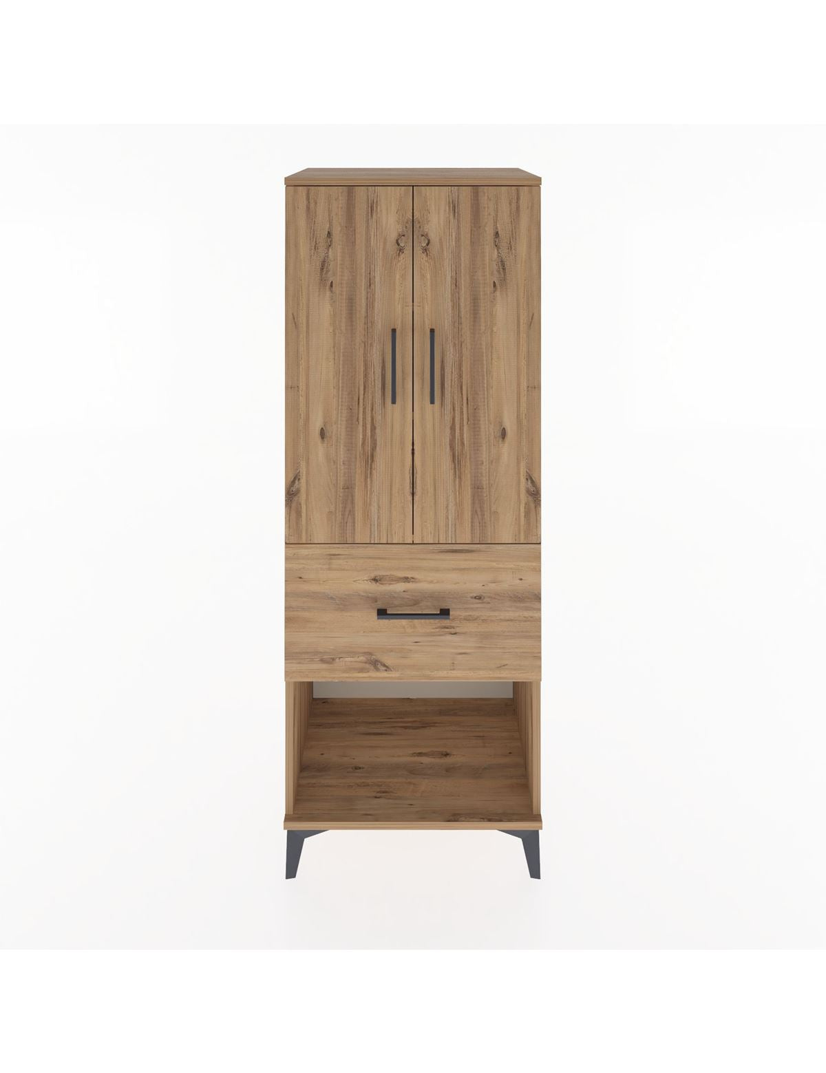 Hyperion Dolap 3 Raflı Tek Çekmeceli 2 Kapaklı 60x44x163 Çam-Çam