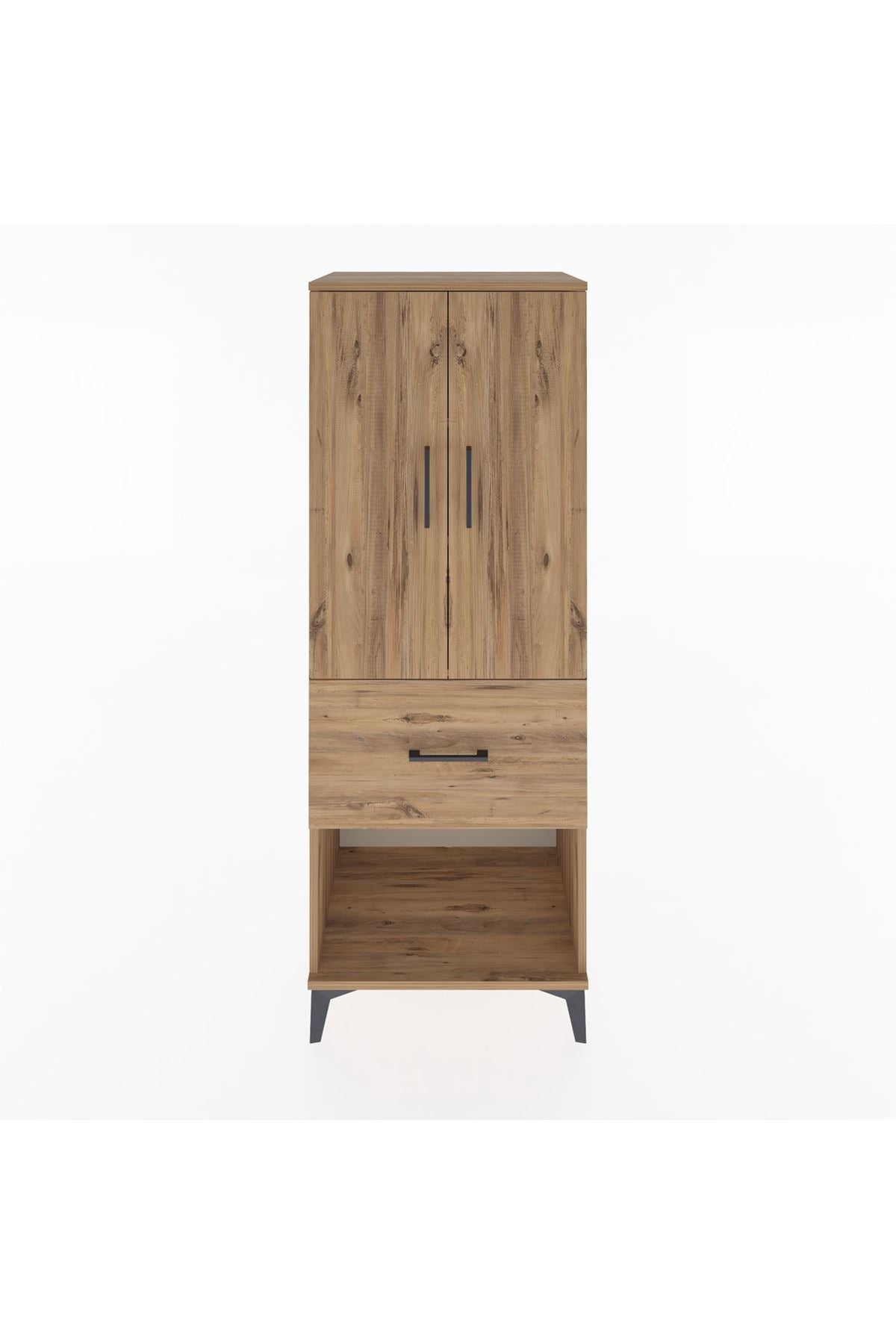 Hyperion Dolap 3 Raflı Tek Çekmeceli 2 Kapaklı 60x44x163 Çam-Çam