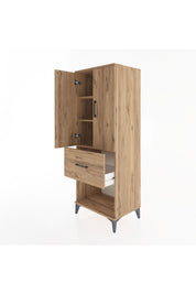 Hyperion Dolap 3 Raflı Tek Çekmeceli 2 Kapaklı 60x44x163 Çam-Çam