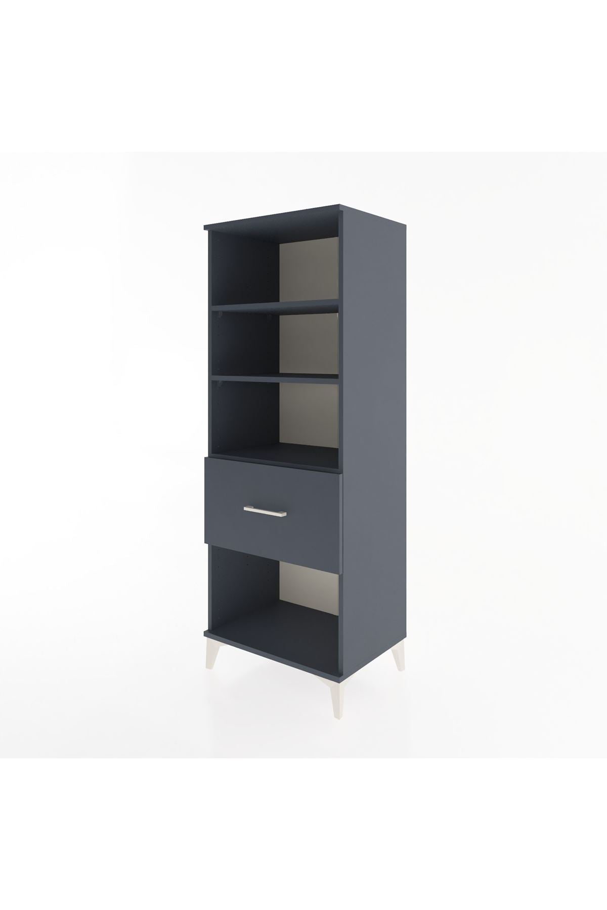 Hyperion Dolap 3 Raflı Tek Çekmeceli 60x44x163 Antrasit-Antrasit