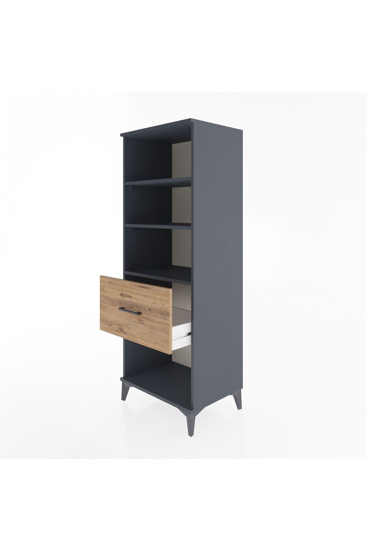 Hyperion Dolap 3 Raflı Tek Çekmeceli 60x44x163 Antrasit-Çam