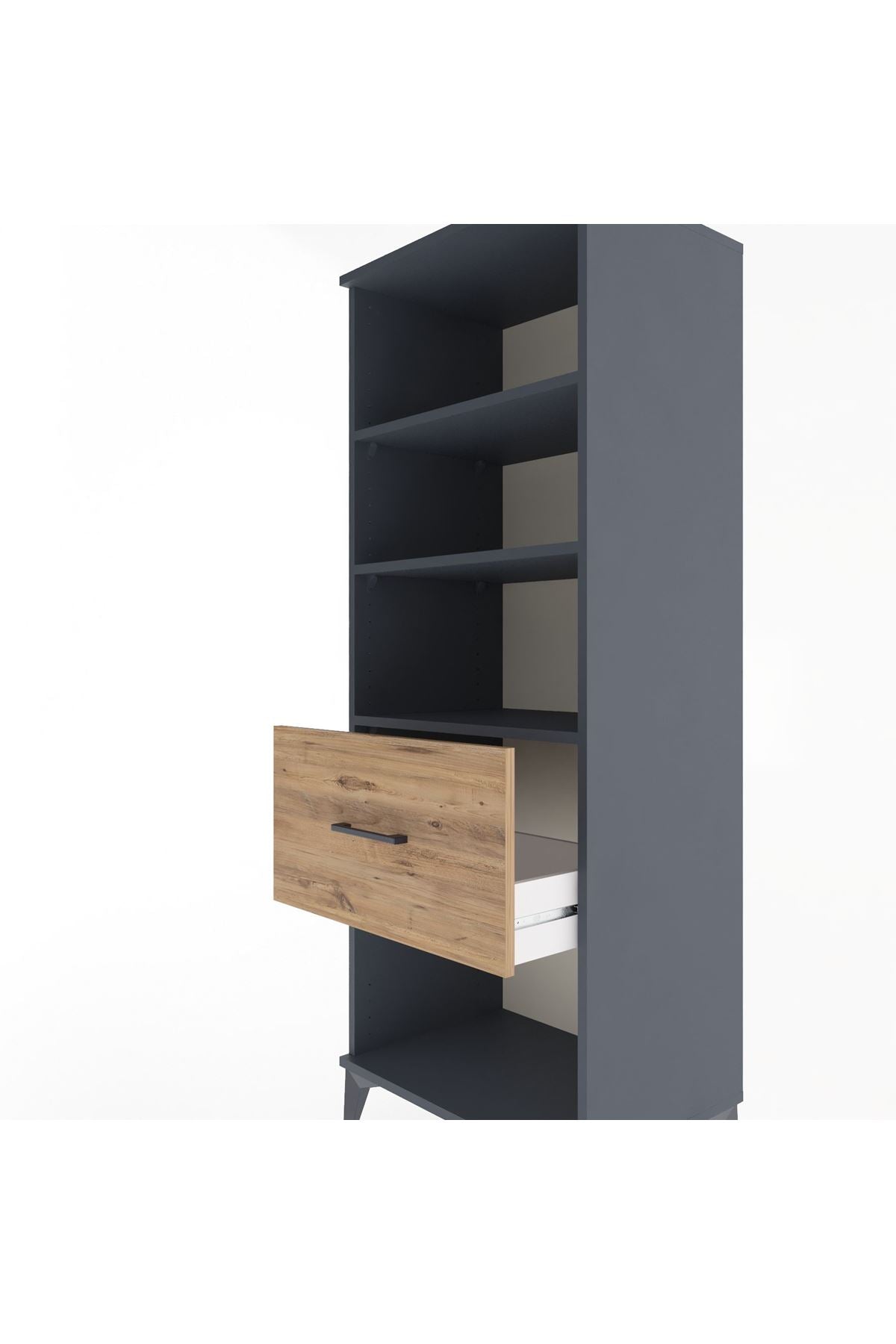 Hyperion Dolap 3 Raflı Tek Çekmeceli 60x44x163 Antrasit-Çam