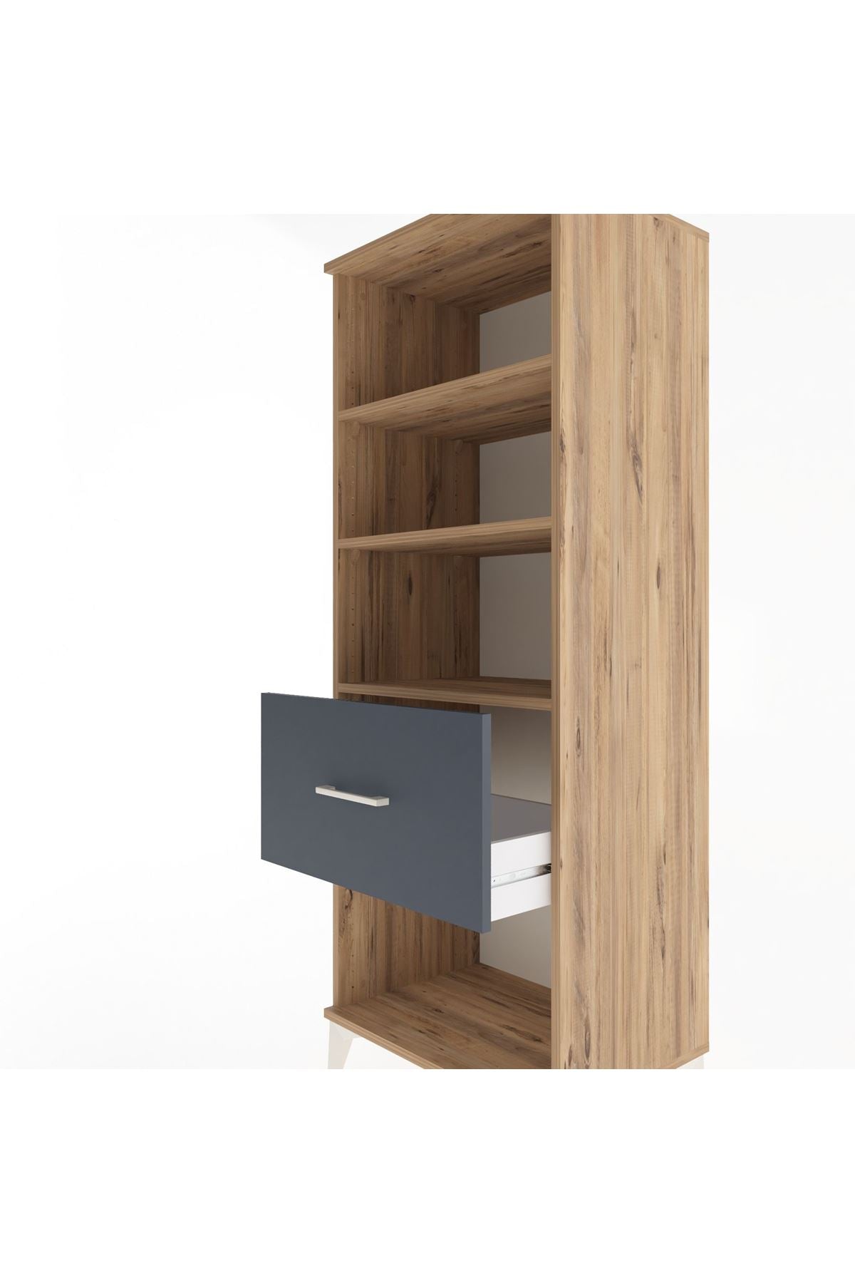 Hyperion Dolap 3 Raflı Tek Çekmeceli 60x44x163 Çam-Antrasit