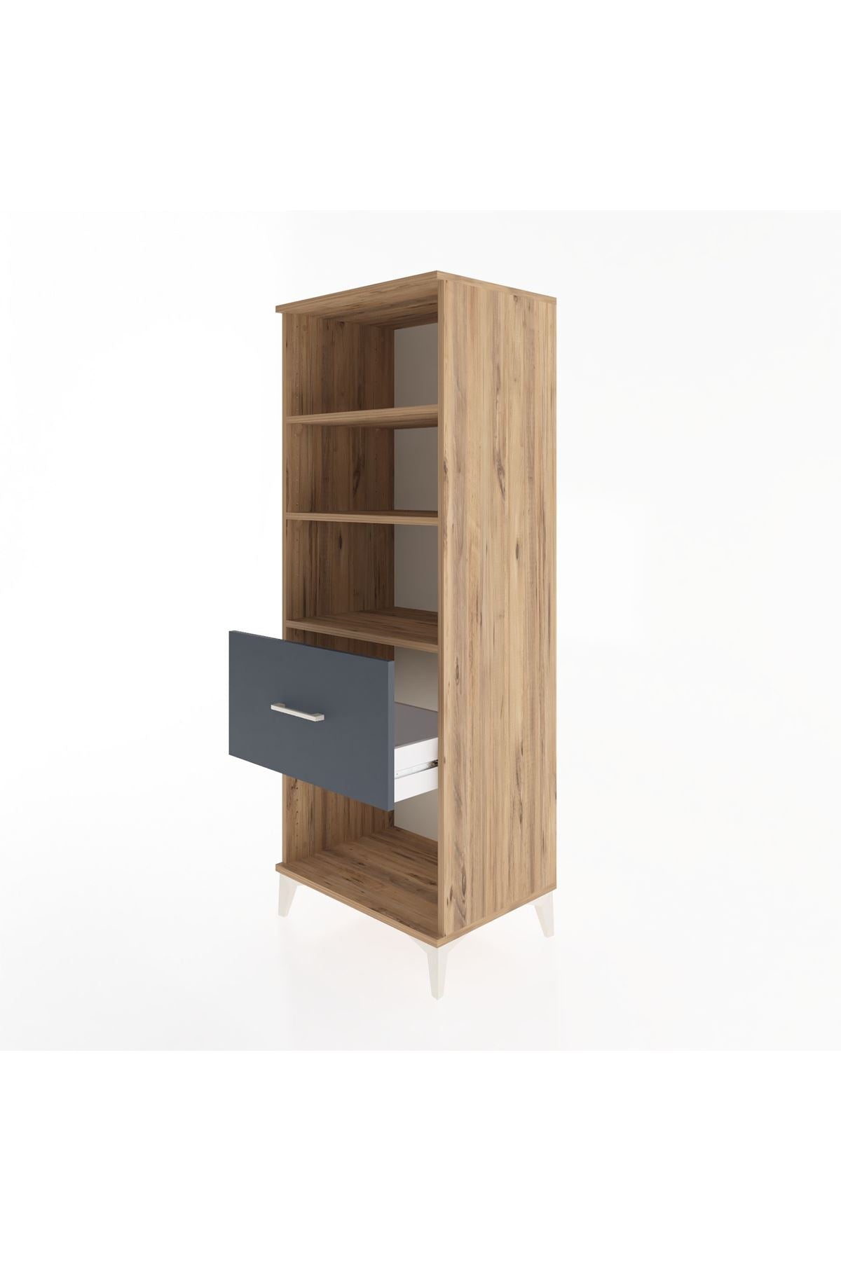 Hyperion Dolap 3 Raflı Tek Çekmeceli 60x44x163 Çam-Antrasit