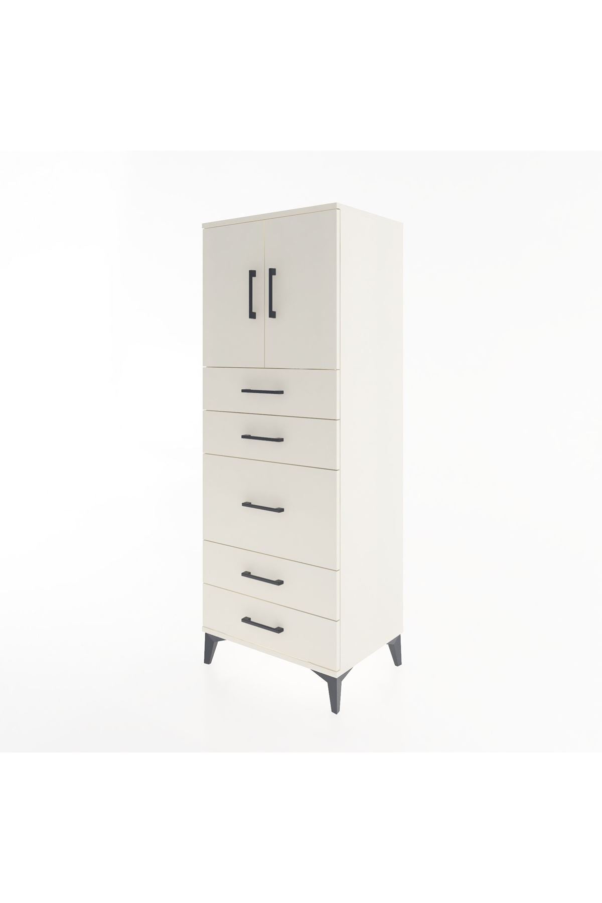 Hyperion Dolap 2 Raflı 5 Çekmeceli 2 Kapaklı 60x44x163 Aytaşı-Aytaşı