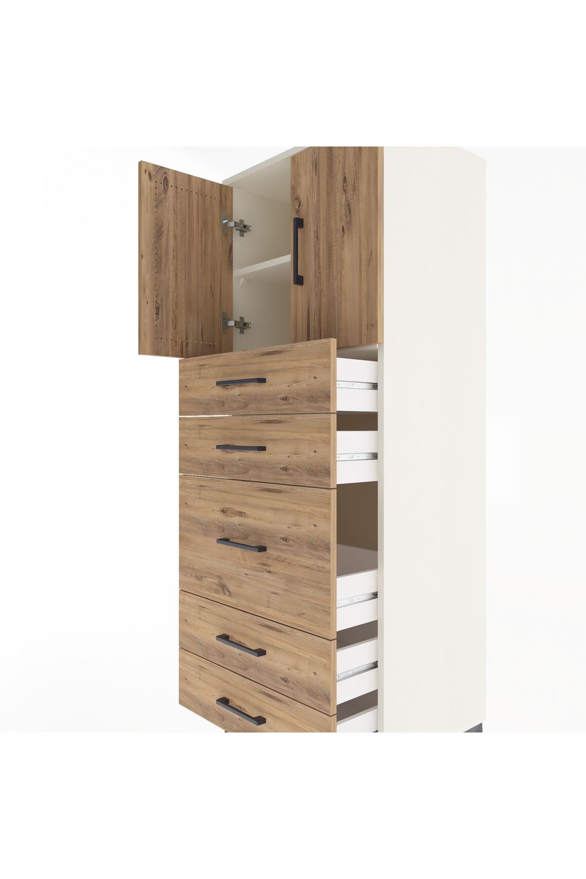 Hyperion Dolap 2 Raflı 5 Çekmeceli 2 Kapaklı 60x44x163 Aytaşı-Çam