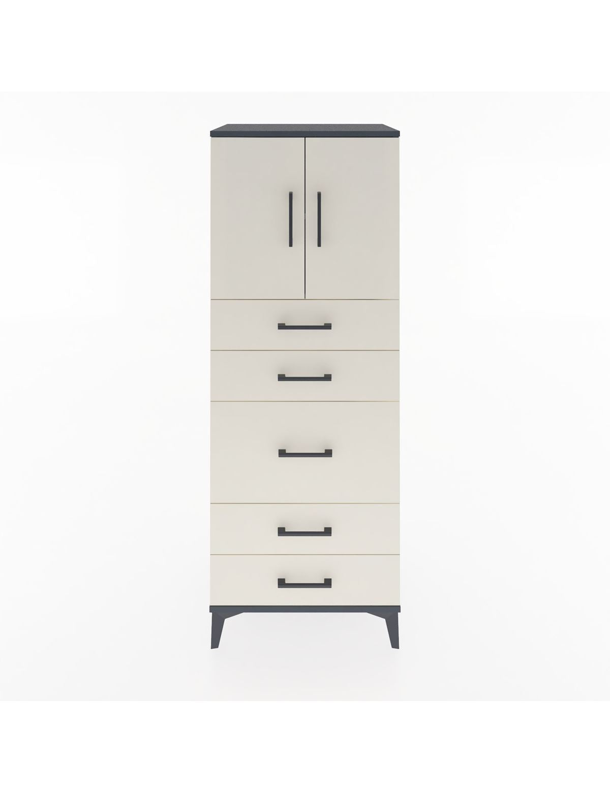 Hyperion Dolap 2 Raflı 5 Çekmeceli 2 Kapaklı 60x44x163 Antrasit-Aytaşı