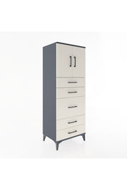 Hyperion Dolap 2 Raflı 5 Çekmeceli 2 Kapaklı 60x44x163 Antrasit-Aytaşı
