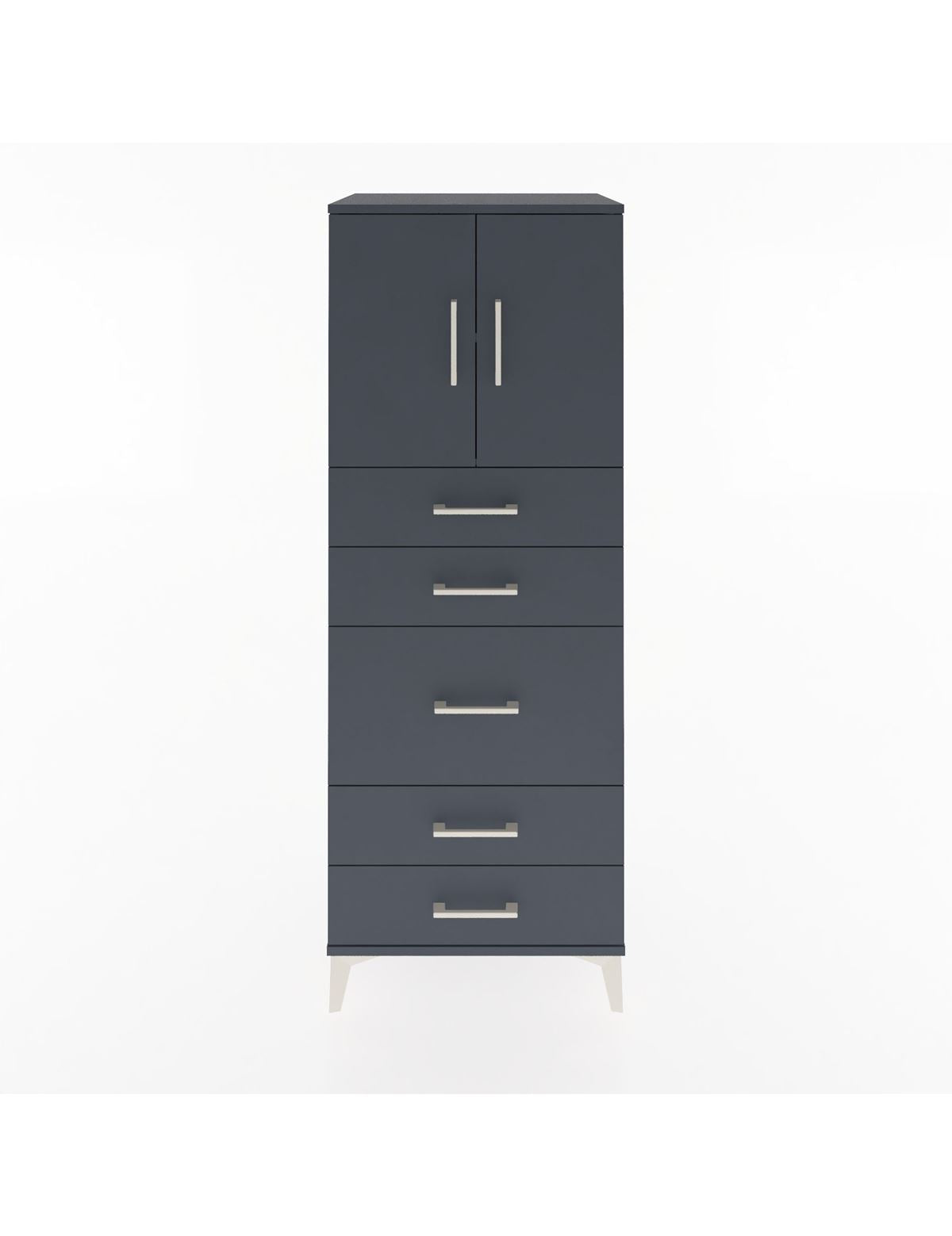 Hyperion Dolap 2 Raflı 5 Çekmeceli 2 Kapaklı 60x44x163 Antrasit-Antrasit