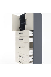 Hyperion Dolap 2 Raflı 5 Çekmeceli 2 Kapaklı 60x44x163 Antrasit-Aytaşı