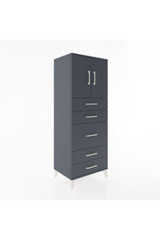 Hyperion Dolap 2 Raflı 5 Çekmeceli 2 Kapaklı 60x44x163 Antrasit-Antrasit