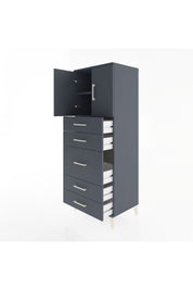 Hyperion Dolap 2 Raflı 5 Çekmeceli 2 Kapaklı 60x44x163 Antrasit-Antrasit