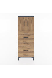 Hyperion Dolap 2 Raflı 5 Çekmeceli 2 Kapaklı 60x44x163 Antrasit-Çam