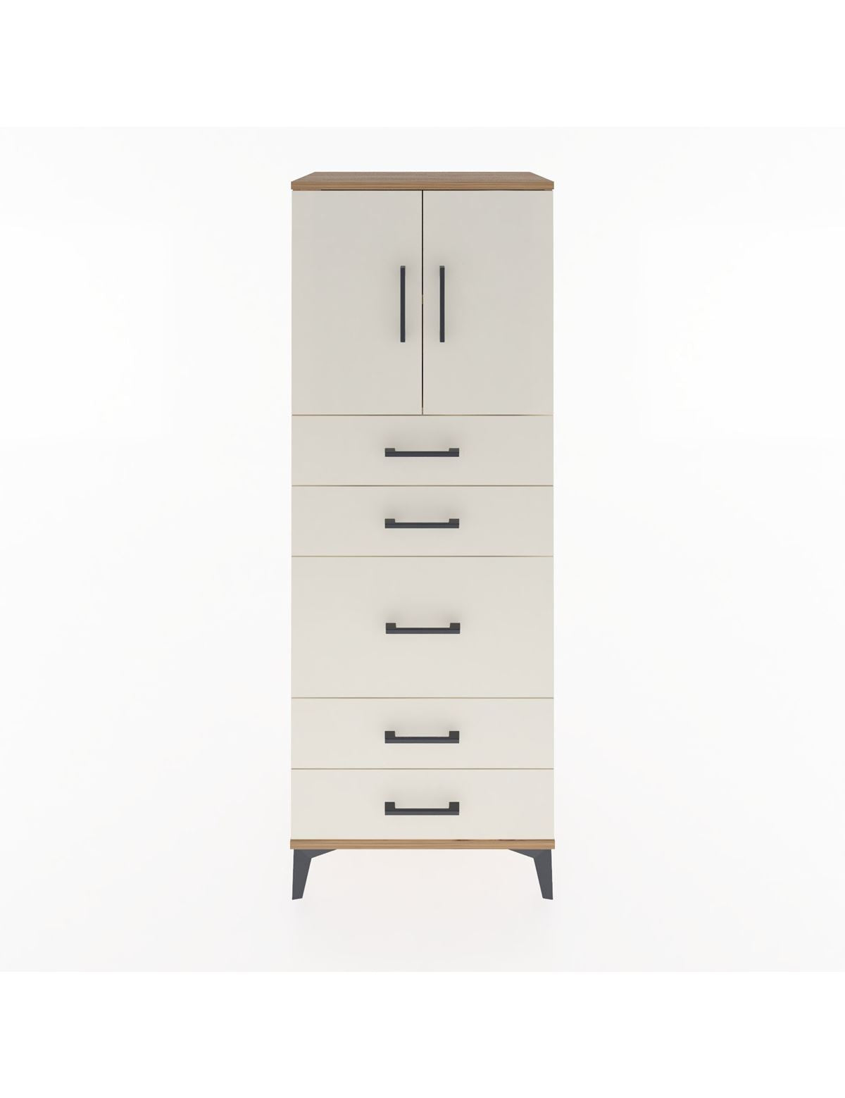 Hyperion Dolap 2 Raflı 5 Çekmeceli 2 Kapaklı 60x44x163 Çam-Aytaşı