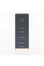 Hyperion Dolap 2 Raflı 5 Çekmeceli 2 Kapaklı 60x44x163 Çam-Antrasit