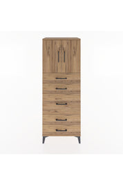 Hyperion Dolap 2 Raflı 5 Çekmeceli 2 Kapaklı 60x44x163 Çam-Çam