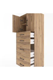 Hyperion Dolap 2 Raflı 5 Çekmeceli 2 Kapaklı 60x44x163 Çam-Çam