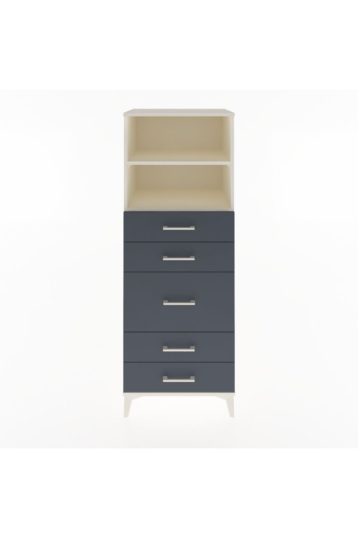 Hyperion Dolap 2 Raflı 5 Çekmeceli 60x44x163 Aytaşı-Antrasit