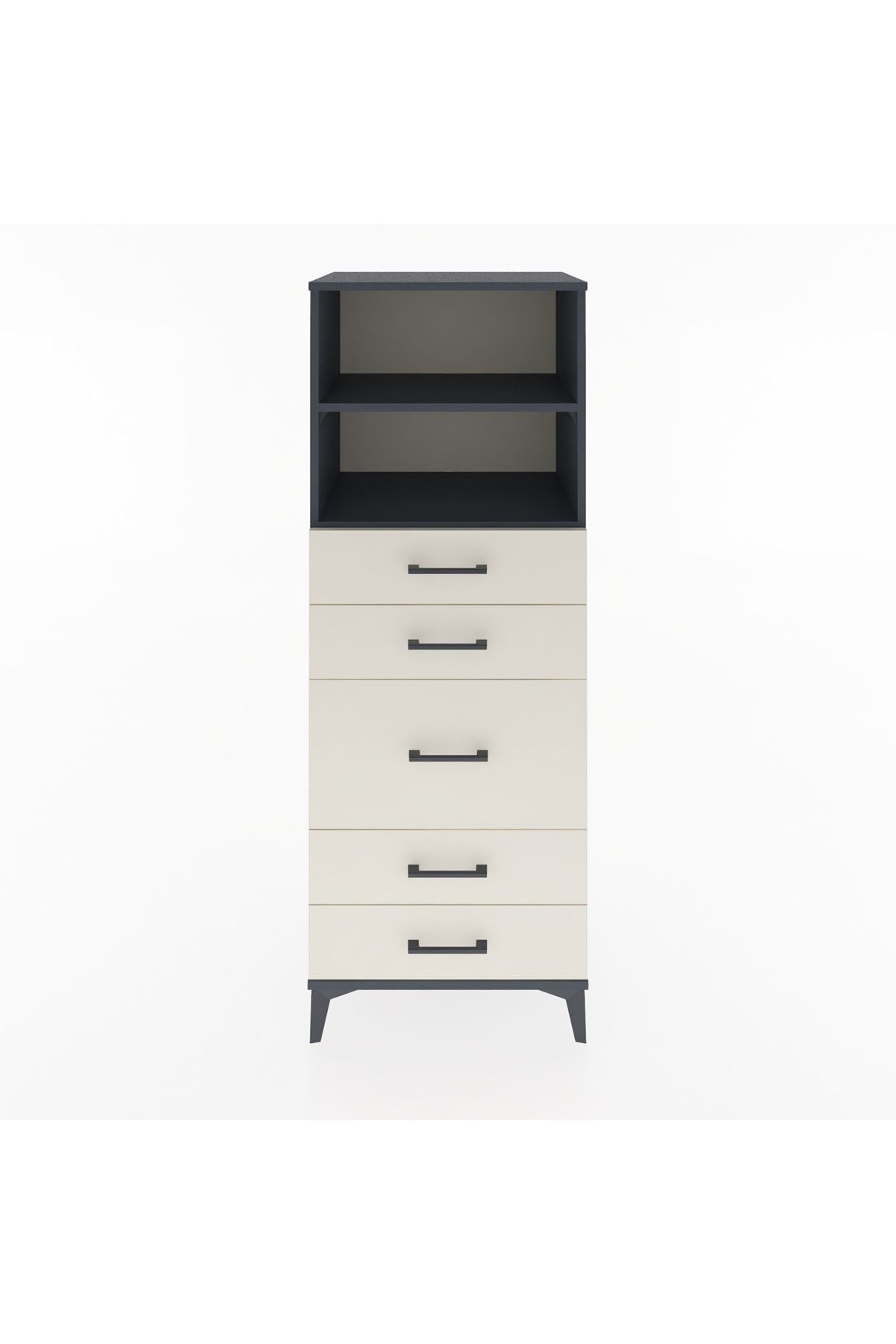 Hyperion Dolap 2 Raflı 5 Çekmeceli 60x44x163 Antrasit-Aytaşı