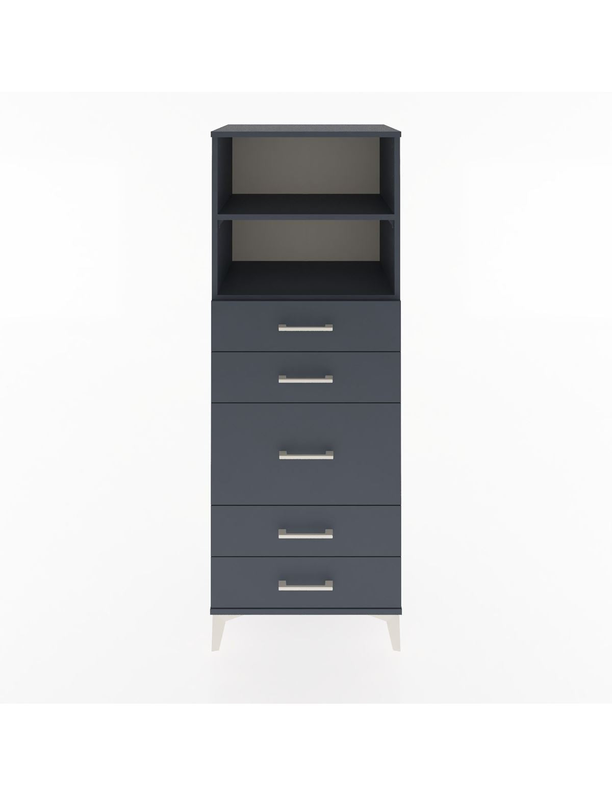 Hyperion Dolap 2 Raflı 5 Çekmeceli 60x44x163 Antrasit-Antrasit