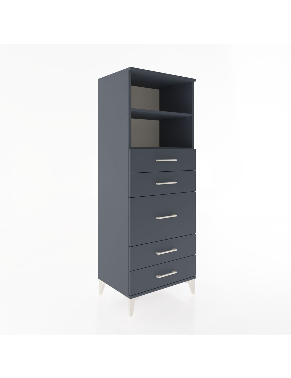 Hyperion Dolap 2 Raflı 5 Çekmeceli 60x44x163 Antrasit-Antrasit