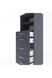 Hyperion Dolap 2 Raflı 5 Çekmeceli 60x44x163 Antrasit-Antrasit