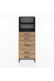 Hyperion Dolap 2 Raflı 5 Çekmeceli 60x44x163 Antrasit-Çam