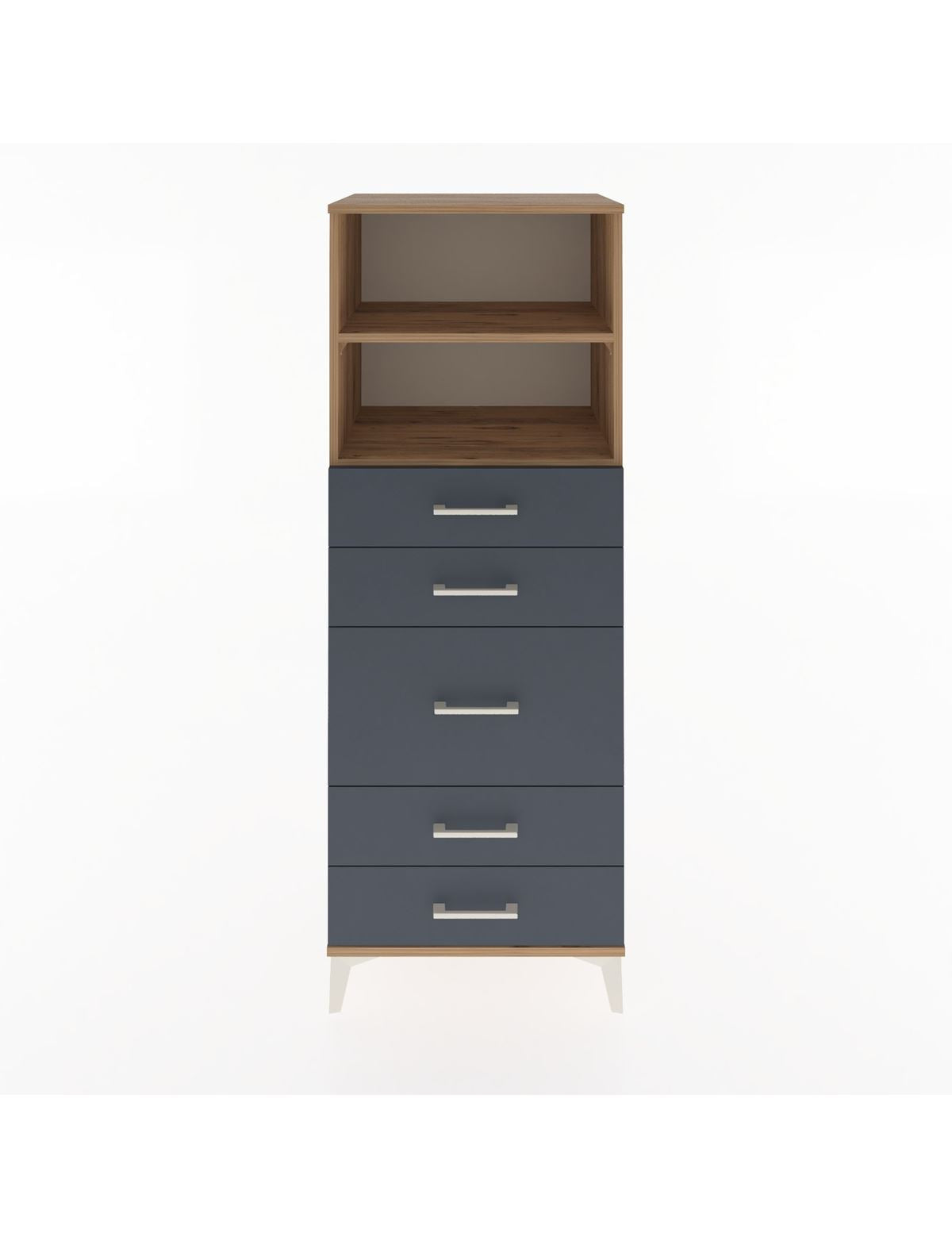 Hyperion Dolap 2 Raflı 5 Çekmeceli 60x44x163 Çam-Antrasit