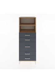 Hyperion Dolap 2 Raflı 5 Çekmeceli 60x44x163 Çam-Antrasit