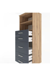 Hyperion Dolap 2 Raflı 5 Çekmeceli 60x44x163 Çam-Antrasit