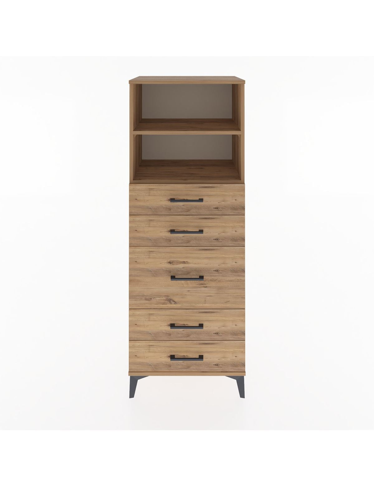 Hyperion Dolap 2 Raflı 5 Çekmeceli 60x44x163 Çam-Çam