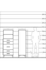 Hyperion Dolap 2 Raflı 5 Çekmeceli 60x44x163 Çam-Çam