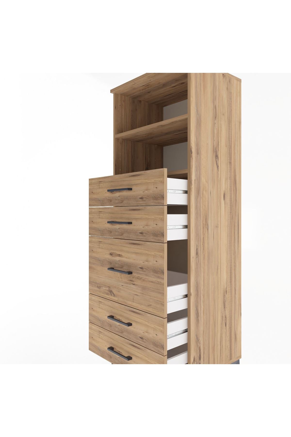 Hyperion Dolap 2 Raflı 5 Çekmeceli 60x44x163 Çam-Çam