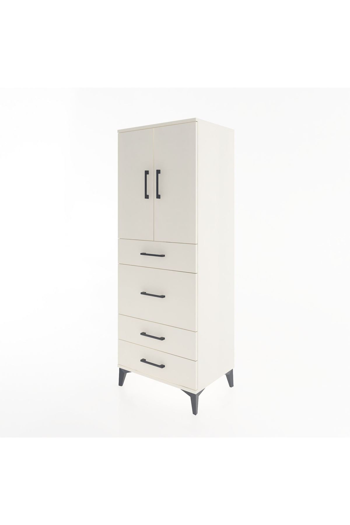 Hyperion Dolap 3 Raflı 4 Çekmeceli 2 Kapaklı 60x44x163 Aytaşı-Aytaşı