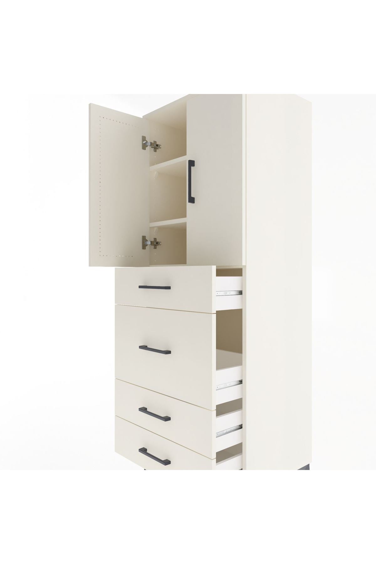 Hyperion Dolap 3 Raflı 4 Çekmeceli 2 Kapaklı 60x44x163 Aytaşı-Aytaşı