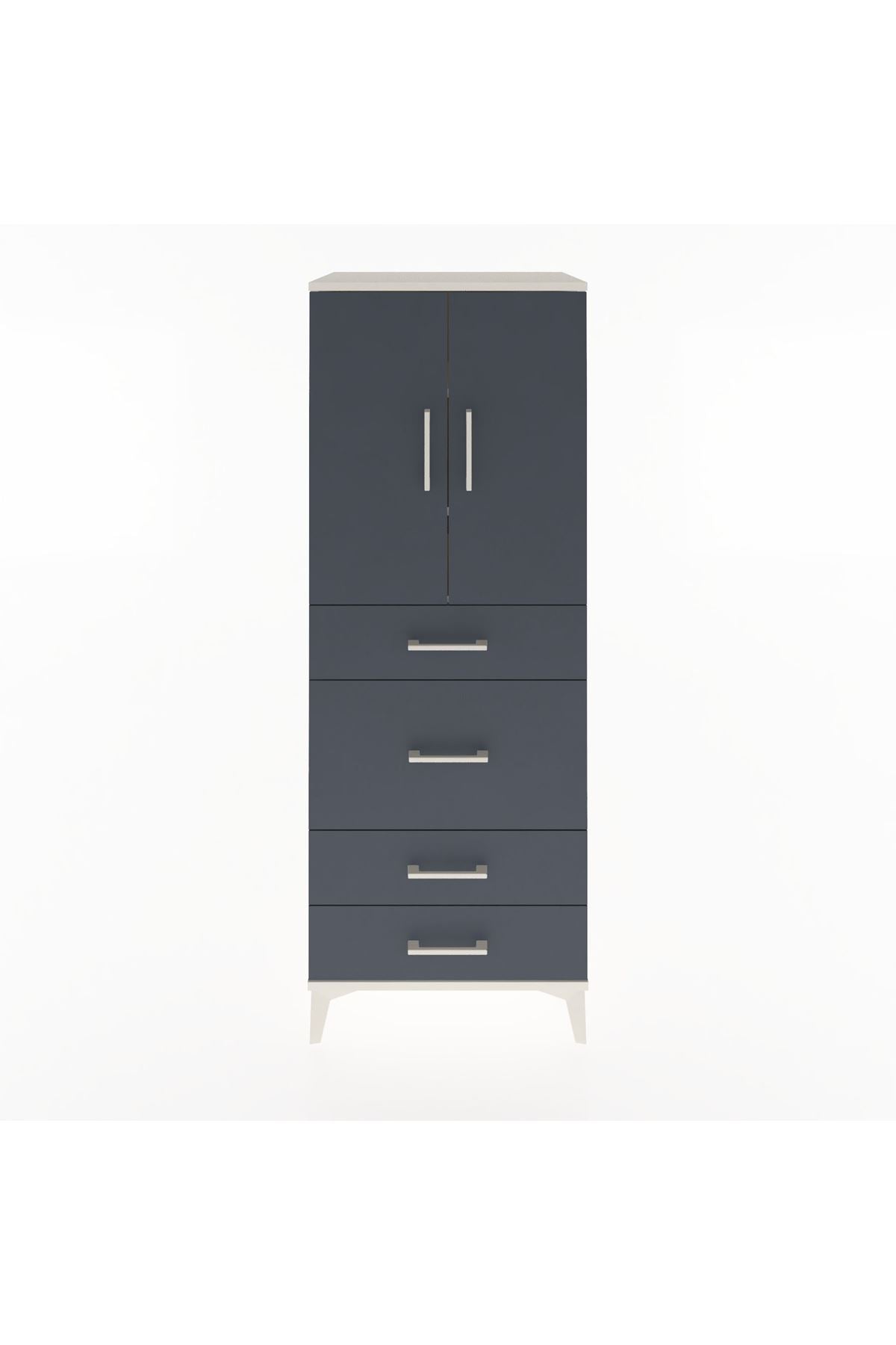 Hyperion Dolap 3 Raflı 4 Çekmeceli 2 Kapaklı 60x44x163 Aytaşı-Antrasit