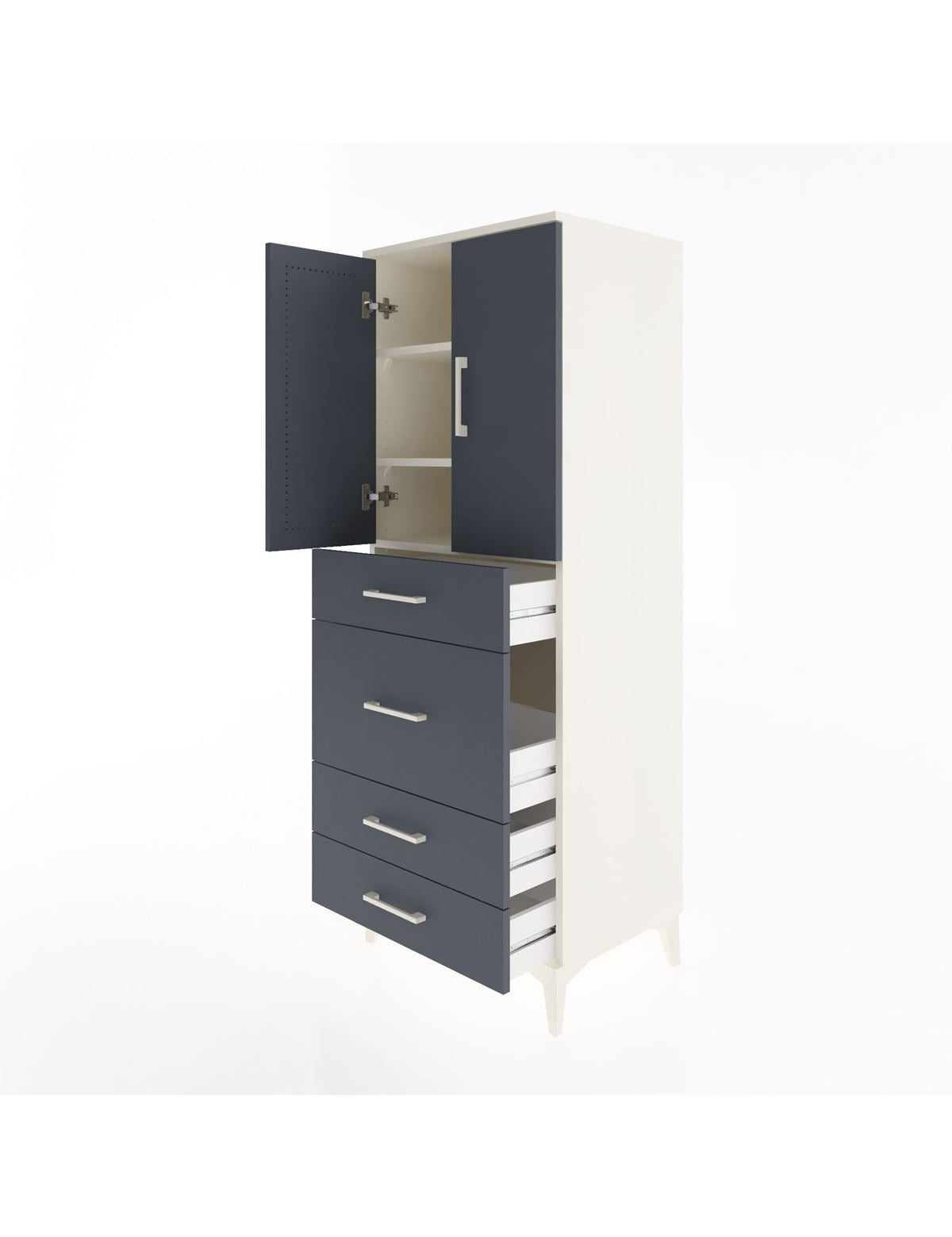 Hyperion Dolap 3 Raflı 4 Çekmeceli 2 Kapaklı 60x44x163 - S53M025V2B