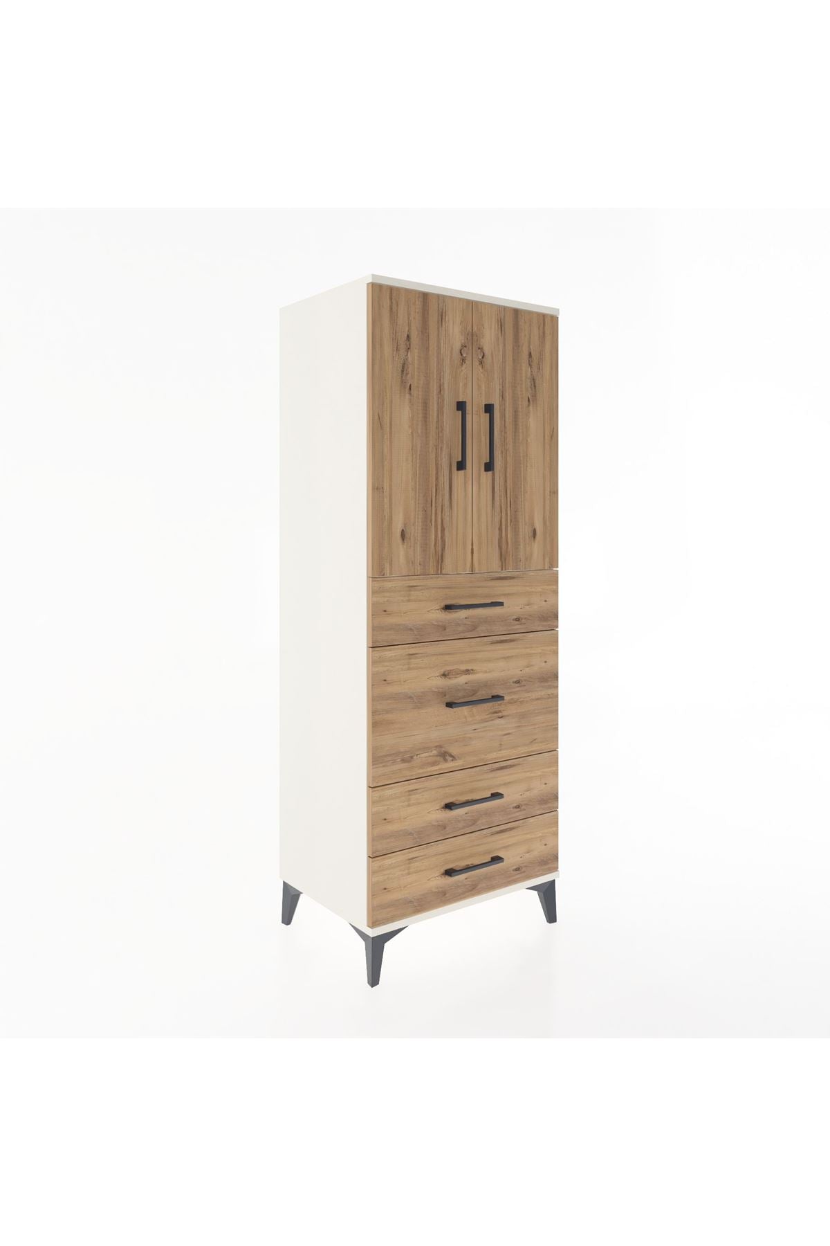 Hyperion Dolap 3 Raflı 4 Çekmeceli 2 Kapaklı 60x44x163 - S53M025V3B
