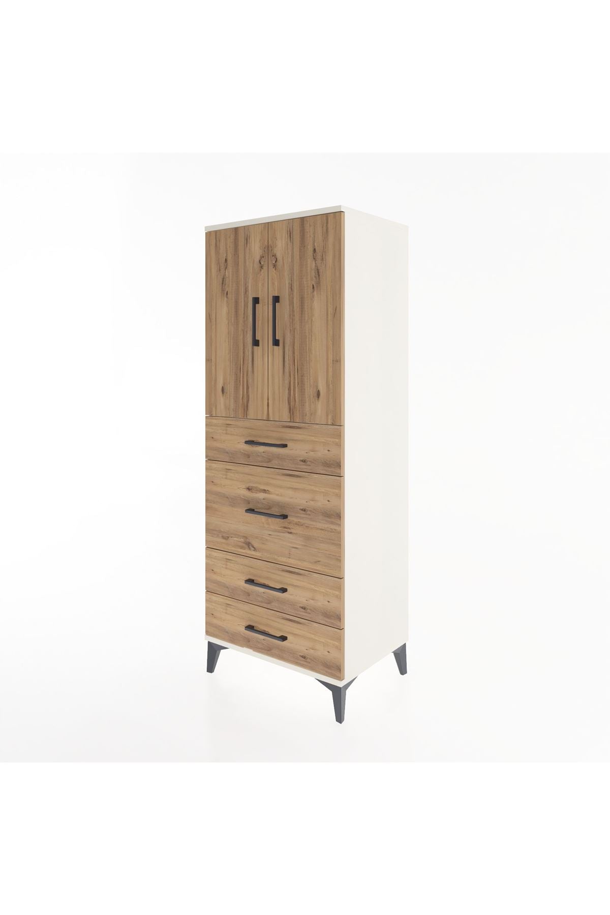Hyperion Dolap 3 Raflı 4 Çekmeceli 2 Kapaklı 60x44x163 - S53M025V3B