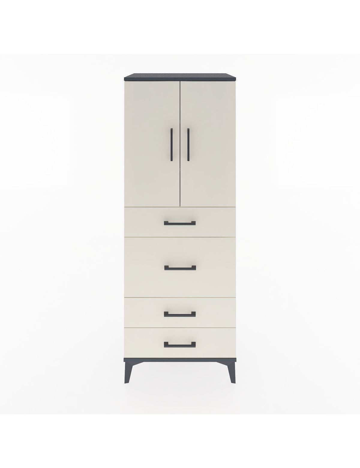 Hyperion Dolap 3 Raflı 4 Çekmeceli 2 Kapaklı 60x44x163 Antrasit-Aytaşı