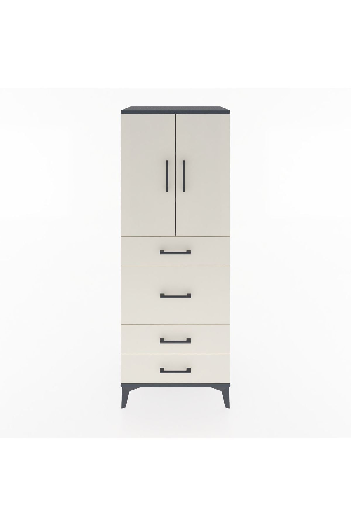 Hyperion Dolap 3 Raflı 4 Çekmeceli 2 Kapaklı 60x44x163 Antrasit-Aytaşı