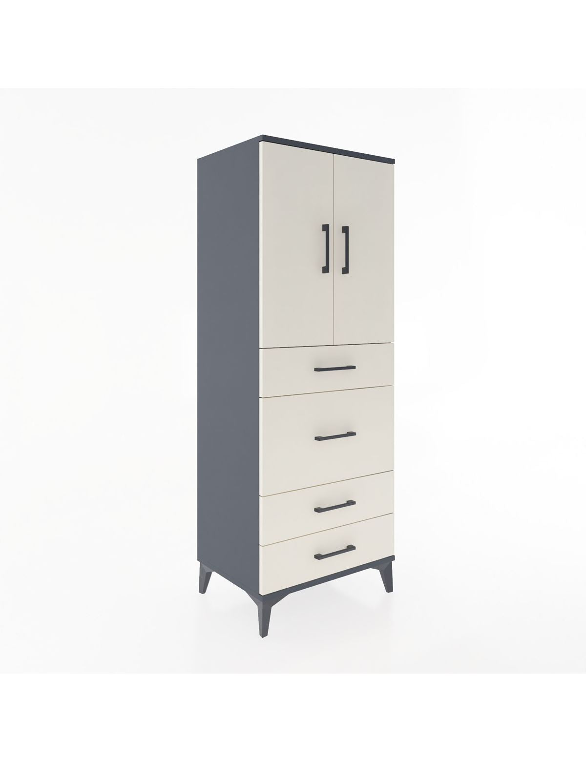 Hyperion Dolap 3 Raflı 4 Çekmeceli 2 Kapaklı 60x44x163 Antrasit-Aytaşı